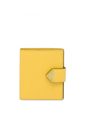 Kožená peňaženka Prada žltá