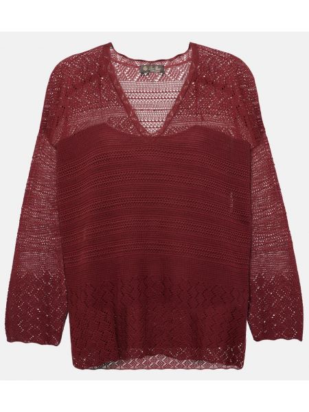 Памучен пуловер Loro Piana червено