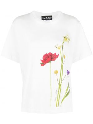 Camiseta de flores con estampado Boutique Moschino blanco