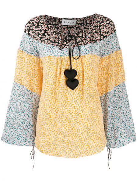 Bluză cu model floral cu imagine cu motiv cu inimi Lanvin