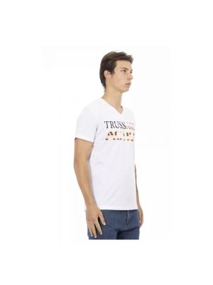 Camiseta con estampado con escote v Trussardi blanco