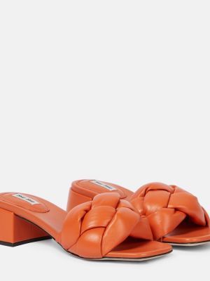 Pletené kožené sandále Miu Miu oranžová