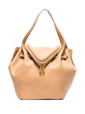 Δερμάτινη τσάντα shopper Bottega Veneta μπεζ