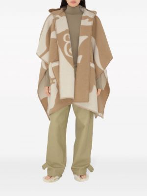 Vilnonis paltas su gobtuvu Burberry smėlinė