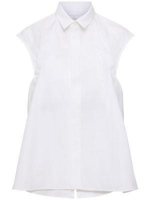 Βαμβακερό αμάνικο πουκάμισο Sacai λευκό