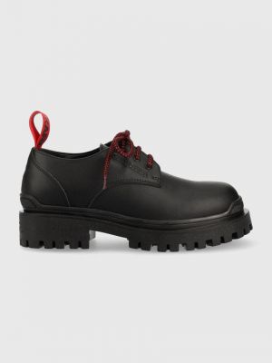 Pantofi oxford din piele cu platformă Karl Lagerfeld negru
