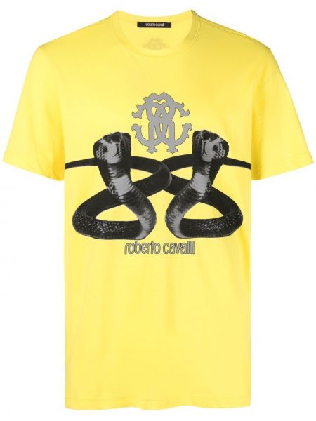 Тениска с принт Roberto Cavalli жълто