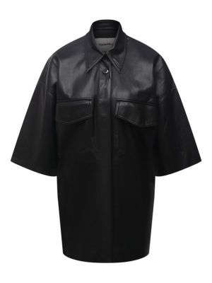 Черная рубашка из искусственной кожи Nanushka