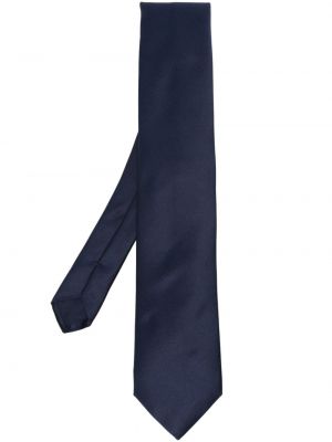Hedvábná saténová kravata Corneliani modrá
