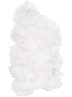 Biała sukienka koktajlowa z falbankami Loulou