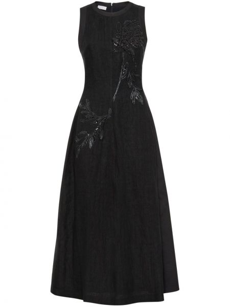 Květinové midi šaty Brunello Cucinelli černé