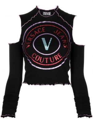 Trykt strikket lang topp Versace Jeans Couture svart