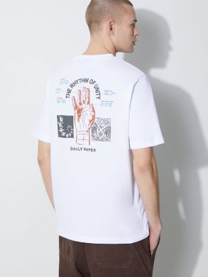 Koszulka bawełniana z nadrukiem Daily Paper biała