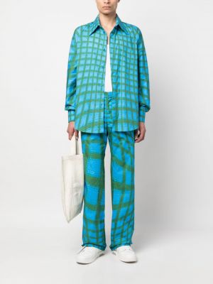 Rovné kalhoty s potiskem s abstraktním vzorem Bianca Saunders modré