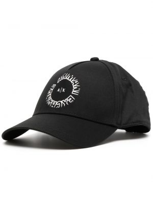 Памучна шапка с козирки с принт Armani Exchange черно