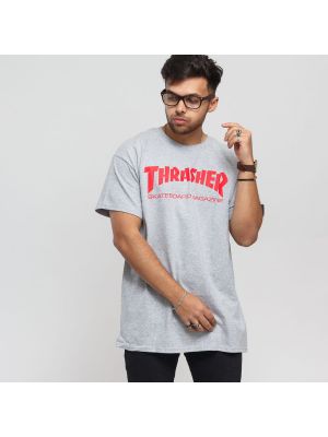 Melanžové tričko s krátkými rukávy Thrasher šedé