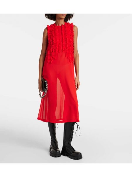Midi obleka iz žakarda Noir Kei Ninomiya rdeča