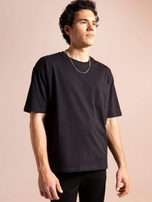Oversize тениска Defacto черно
