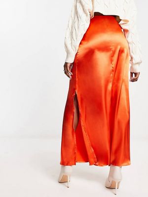 Атласная юбка миди Vila оранжевая