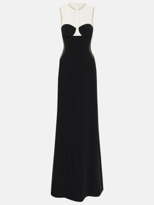Vestido largo de malla de crepé Stella Mccartney negro