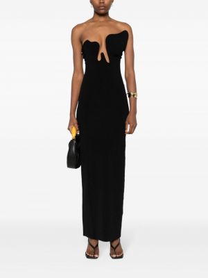 Krepinis asimetriškas vakarinė suknelė Christopher Esber juoda