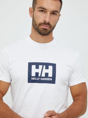 Koszulka bawełniana z nadrukiem Helly Hansen biała