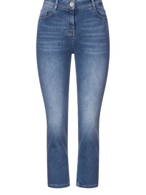 Bavlnené džínsy s vysokým pásom na zips Cecil - modrá