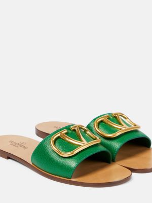 Sandały skórzane Valentino Garavani zielone