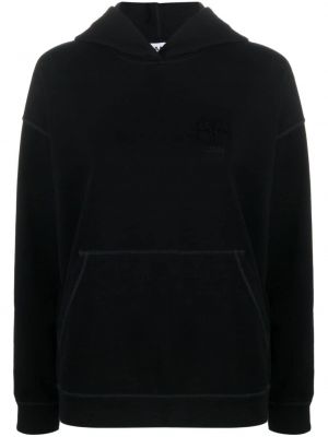 Medvilninis siuvinėtas džemperis su gobtuvu Ganni juoda