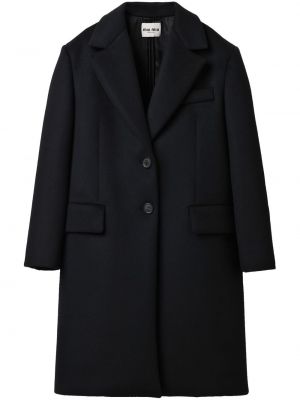 Vlnený velurový kabát Miu Miu čierna