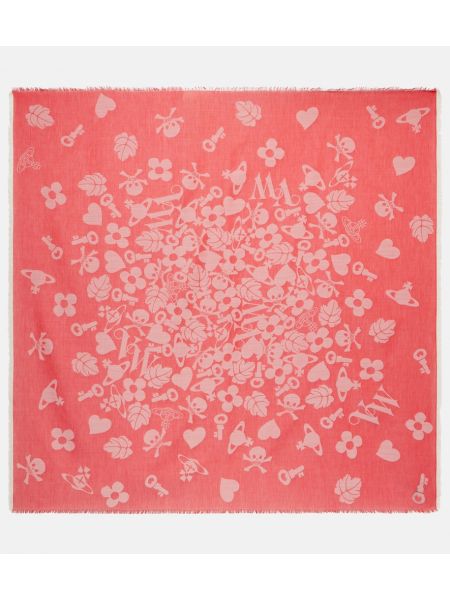 Pamučni svileni vuneni šal Vivienne Westwood crvena
