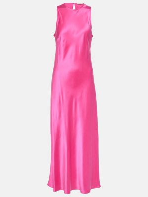Selyem hosszú ruha Asceno rózsaszín