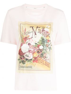 Leinen t-shirt mit print Zimmermann pink