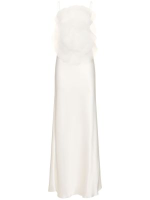 Hodvábne dlouhé šaty Mach & Mach biela
