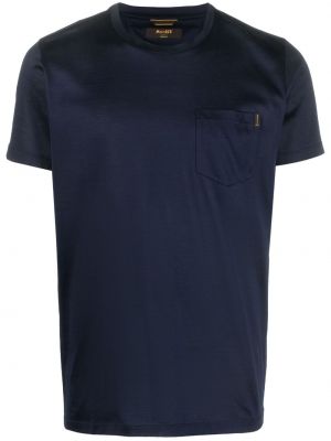 Bavlněné saténové tričko s kulatým výstřihem Moorer modré
