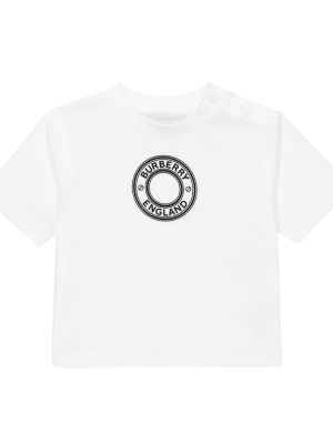 Bomuld t-shirt for piger Burberry Kids hvid