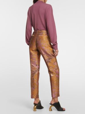 Ravne hlače s potiskom Dries Van Noten roza
