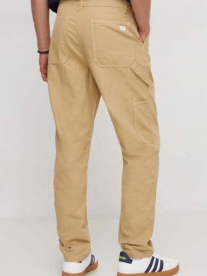 Jednobarevné bavlněné kalhoty Pepe Jeans béžové