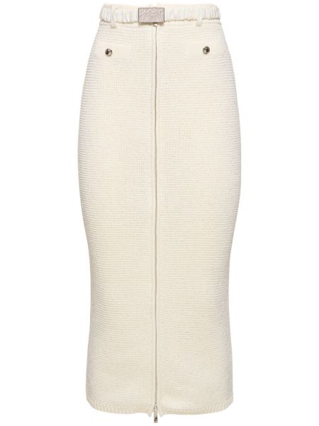 Falda midi de algodón Alessandra Rich blanco