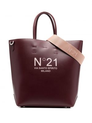 Leder shopper handtasche mit print N°21