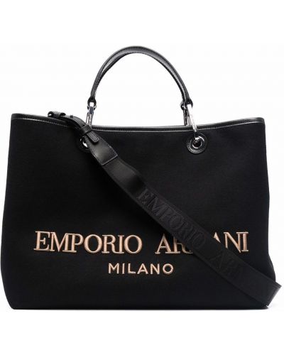 Bolso shopper con bordado oversized Emporio Armani