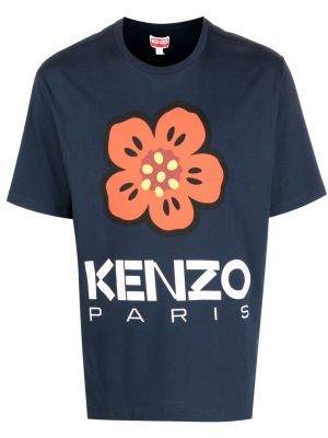 T-shirt en coton à fleurs Kenzo bleu