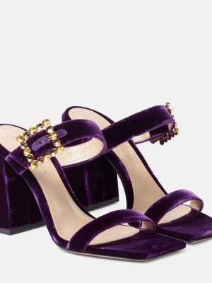 Papuci tip mules de catifea Gianvito Rossi violet