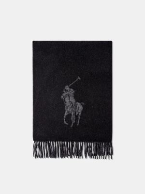 Bufanda con flecos de lana Polo Ralph Lauren negro