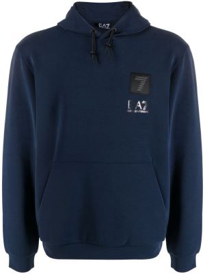 Jersey hoodie mit print Ea7 Emporio Armani blau