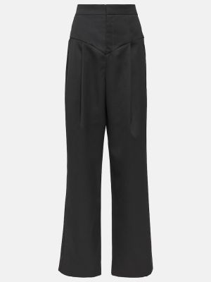 Μάλλινο παντελόνι με ίσιο πόδι σε φαρδιά γραμμή Isabel Marant μαύρο
