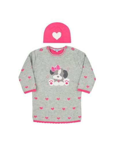 Primigi Súprava šaty a čiapka Little Crazy World 44116501 Sivá Regular Fit