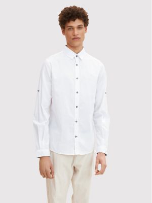 Прилепнала дънкова риза Tom Tailor Denim бяло