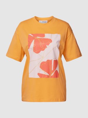 Koszulka z nadrukiem Selected Femme pomarańczowa