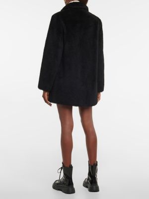 Μάλλινο κοντό παλτό Yves Salomon μαύρο